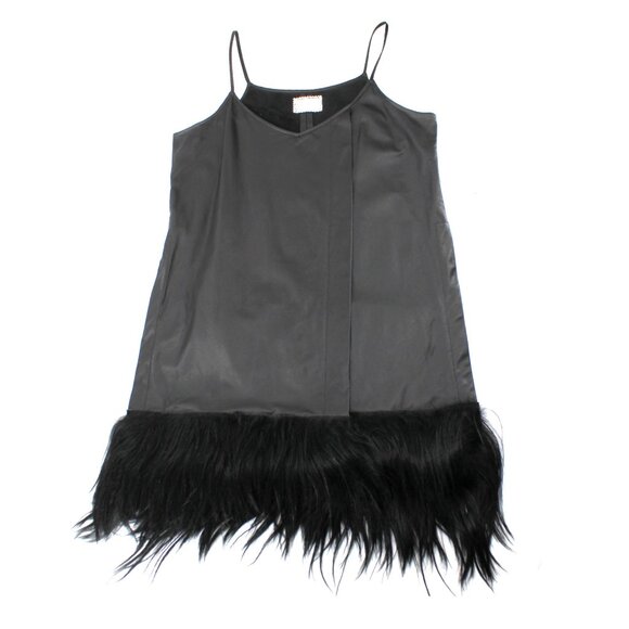 Gary Graham Black Leather Goat Hair Tunic Dress 10 Sleeveless Avant Garde - Picture 8 of 16